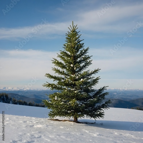 Silent Winter: Fraser Fir Standing Alone in the Snow
