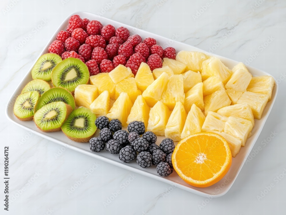Healthy Fresh Fruit Platter with Pineapple Top View Colorful Display Kitchen Setting Culinary Delight Healthy Fresh Fruit Platter with Pineapple Top View Colorful Display Kitchen Setting Culinary Delight