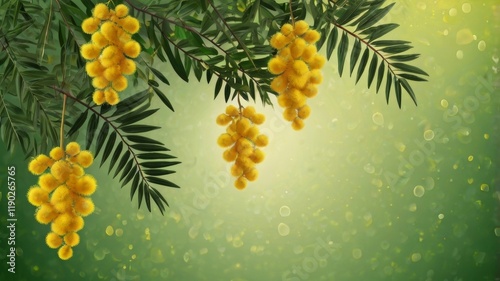 mimosa on a green background holiday march 8