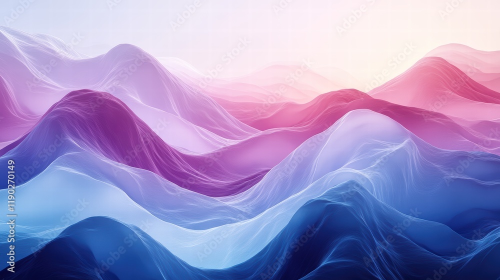 Obraz premium A soft, abstract mountain range with gradient colors of blues and purples, peaceful and natural