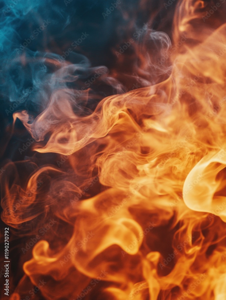 Fototapeta premium Fire flames with smoke