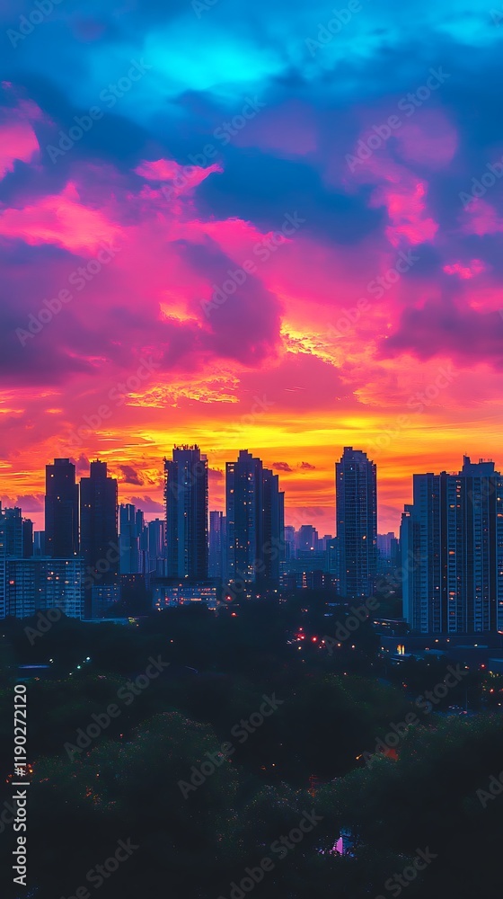 Fototapeta premium sunset in the city