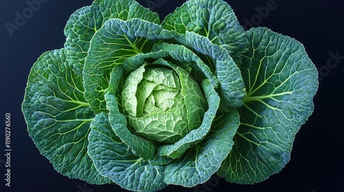 Wallpaper Mural Vibrant Savoy Cabbage Close-up: Detailed Texture and Green Hues Torontodigital.ca