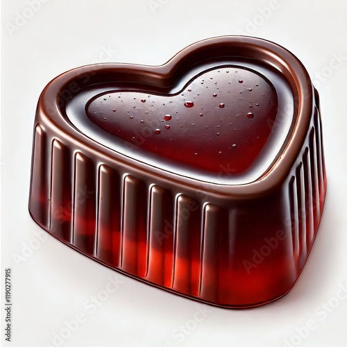 Heart shaped chocolate jelly on a white background, perfect for a sweet and romantic Valentine’s Day gift, showcasing delicious milk and dark chocolates in various shapes photo