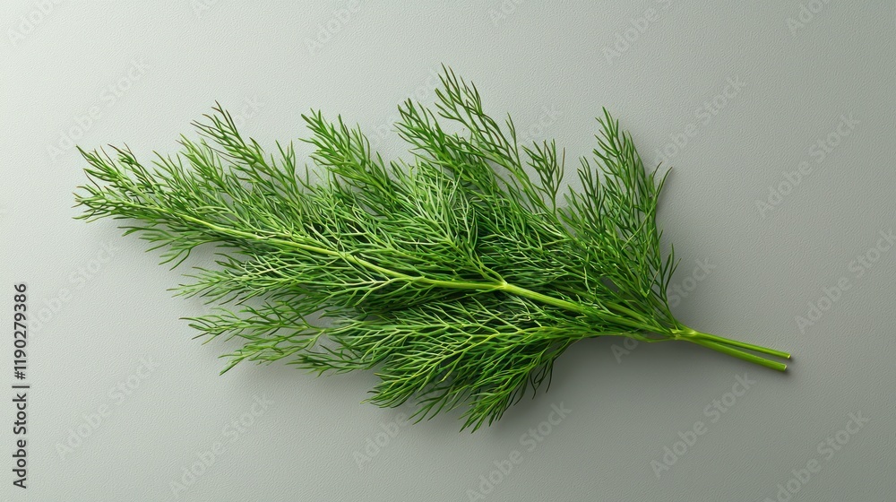 Fototapeta premium Vibrant Sprig of Fresh Dill on Gray Background