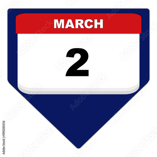 2nd March Texas independence day date of the month icon transparent PNG vector illustration. Calendar date blue icon. 2nd day of March month. Calendar event reminder date.