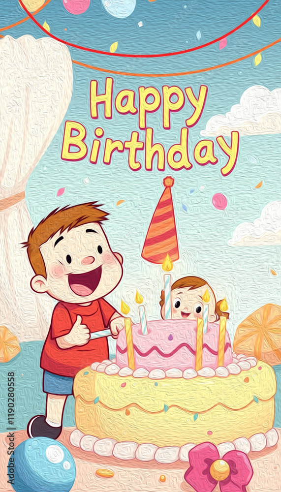 Pattern for birthday cards, covers, wallpaper, decorative paper . Oil painting Pattern for birthday cards, covers, wallpaper, decorative paper . Oil painting