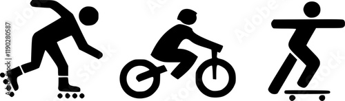 figures exercising hiking skiing skating and cycling
