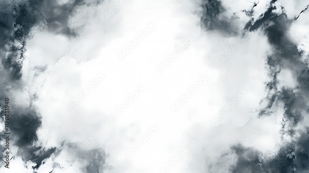 Abstract grayscale cloudscape with central white space Abstract grayscale cloudscape with central white space