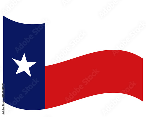 Waving Texas flag sticker on transparent background, PNG Vector illustration.
