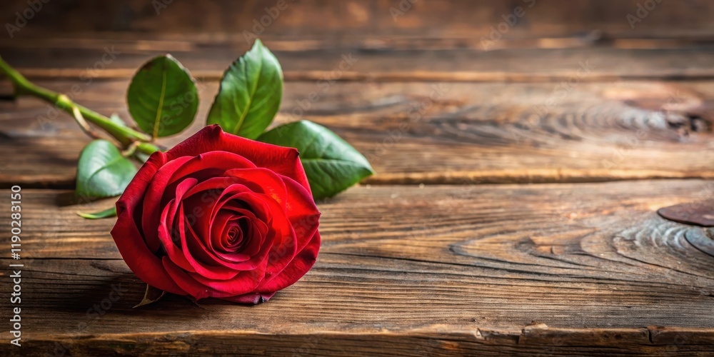 Single freshly cut red rose on rustic wood , elegant, earthy, elegant, earthy, rustic, red rose Single freshly cut red rose on rustic wood , elegant, earthy, elegant, earthy, rustic, red rose