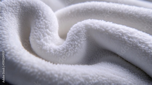 Close-up of Soft White Fleece Fabric Texture