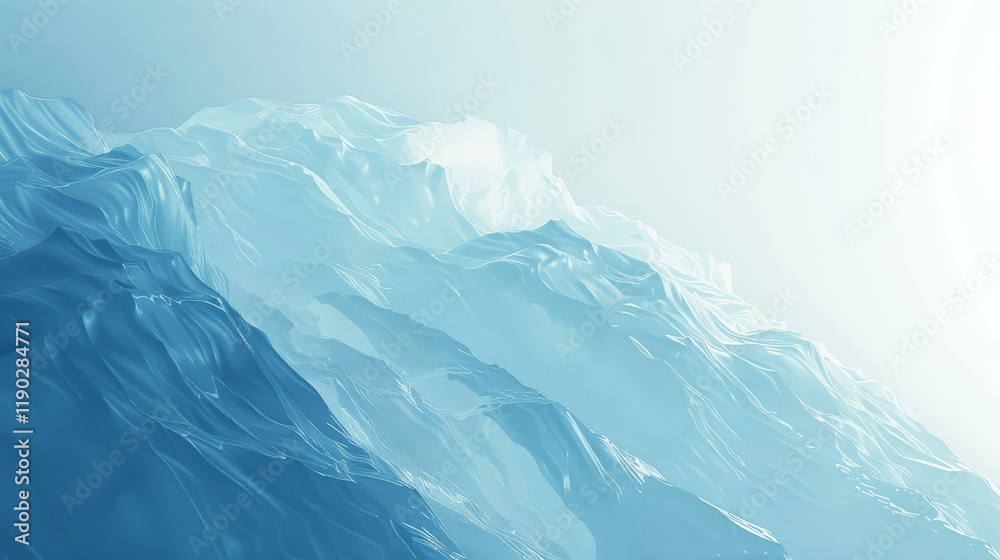 Abstract Blue Waves and Textured 3D Mountains Abstract Blue Waves and Textured 3D Mountains