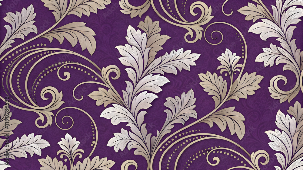 Fototapeta premium Seamless Damask Pattern Floral Luxury, Elegant, for Print & Digital Design Fashion & Textiles, Home Decorate, Product Design.