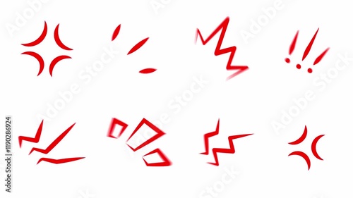 Angry Cartoon Anime Symbol Animation, Rage Elements with Alpha Channel, ikari māku
