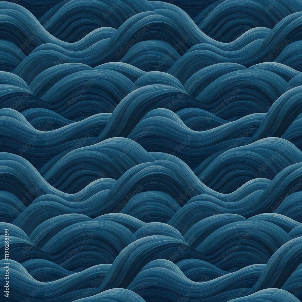 Fototapeta premium A traditional wave seamless pattern, layered oceanic curves in gradient blue tones, seamless pattern, japanese wave pattern, blue wave pattern, 
