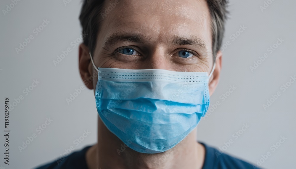 Portrait of a Man Wearing a Protective Face Mask Smiling Eyes Health Safety Precautions Portrait of a Man Wearing a Protective Face Mask Smiling Eyes Health Safety Precautions