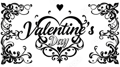 Vintage black and white floral pattern with ornate elements and decorative border