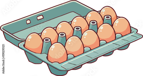 1 tray of eggs in flat style and solid color 