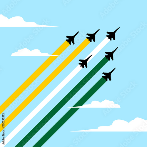 jet fighter formation air show vector