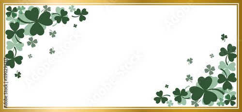 Seamless border of shamrock clover green leaves on transparent background vector decorative element templat