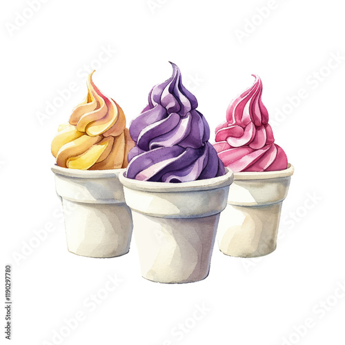 frozen yogurt vector illustration in watercolor style