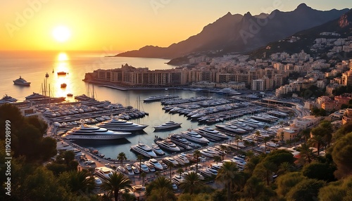 Port Hercule, Monaco: A Golden Sunrise Over Luxury Yachts