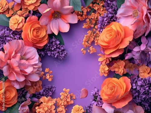 Purple background with flowers