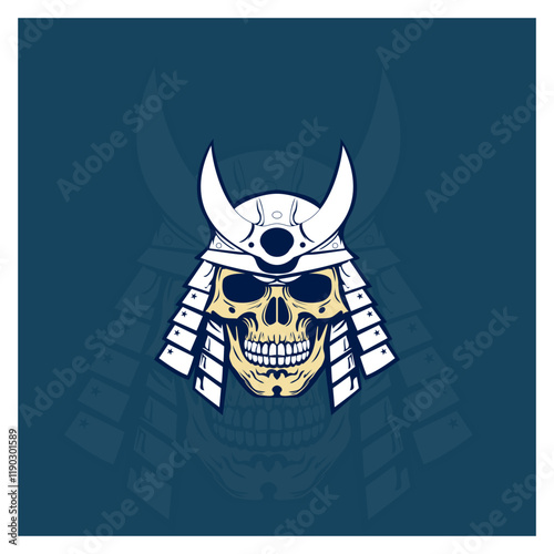 Samurai Warrior Skull - Vector Design