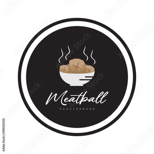 Meatball Logo, Vector For Food Stall Brand, Fast Food Simple Design Icon, Template Illustration