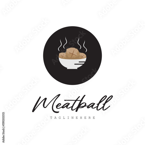 Meatball Logo, Vector For Food Stall Brand, Fast Food Simple Design Icon, Template Illustration