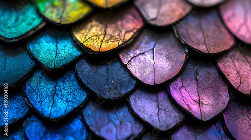 An up-close view of a fish's scale texture that shimmers in the sunlight photo