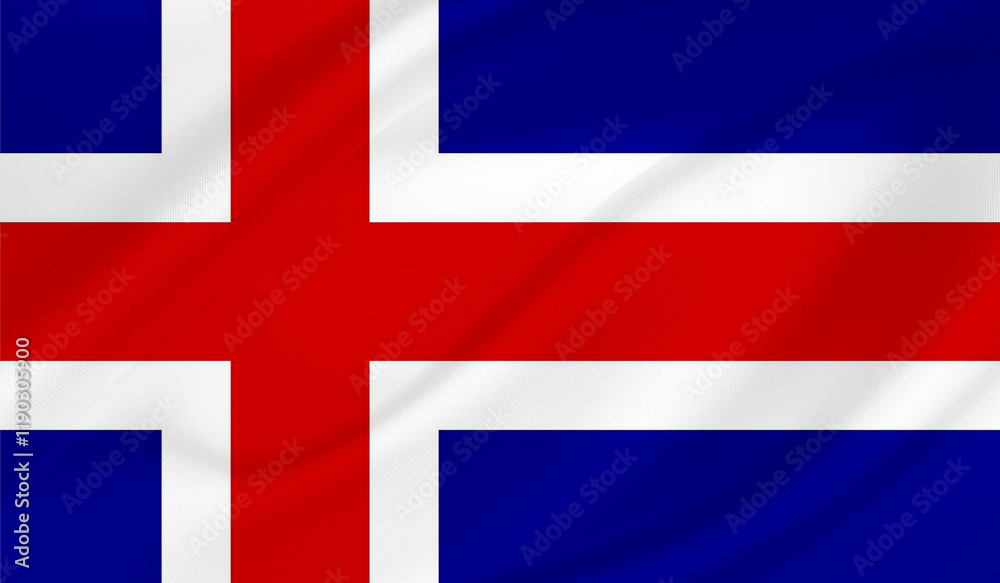 Obraz premium Realistic National Flag of Iceland
