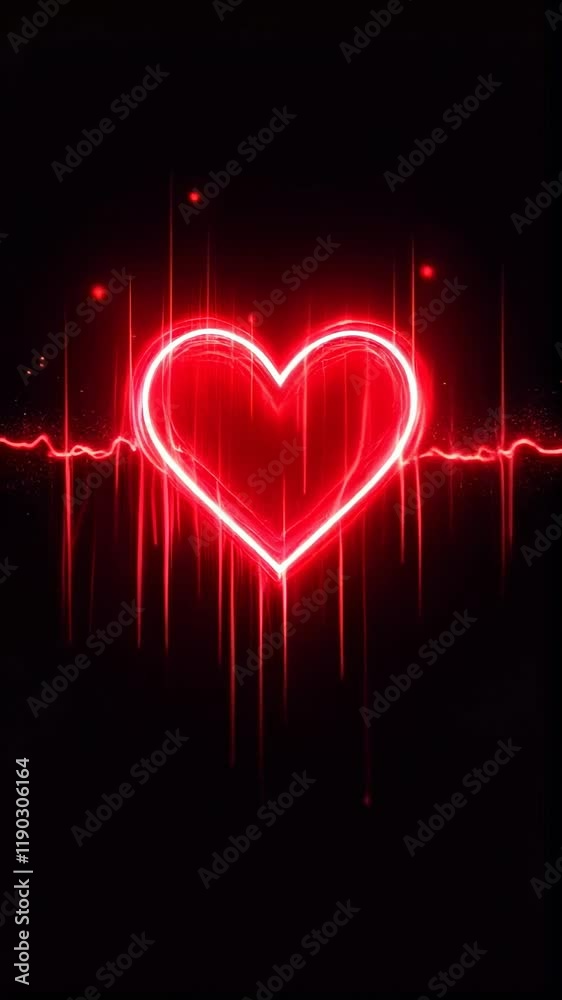 Neon Heartbeat on Black Background: A Romantic Valentine's Day Video Neon Heartbeat on Black Background: A Romantic Valentine's Day Video
