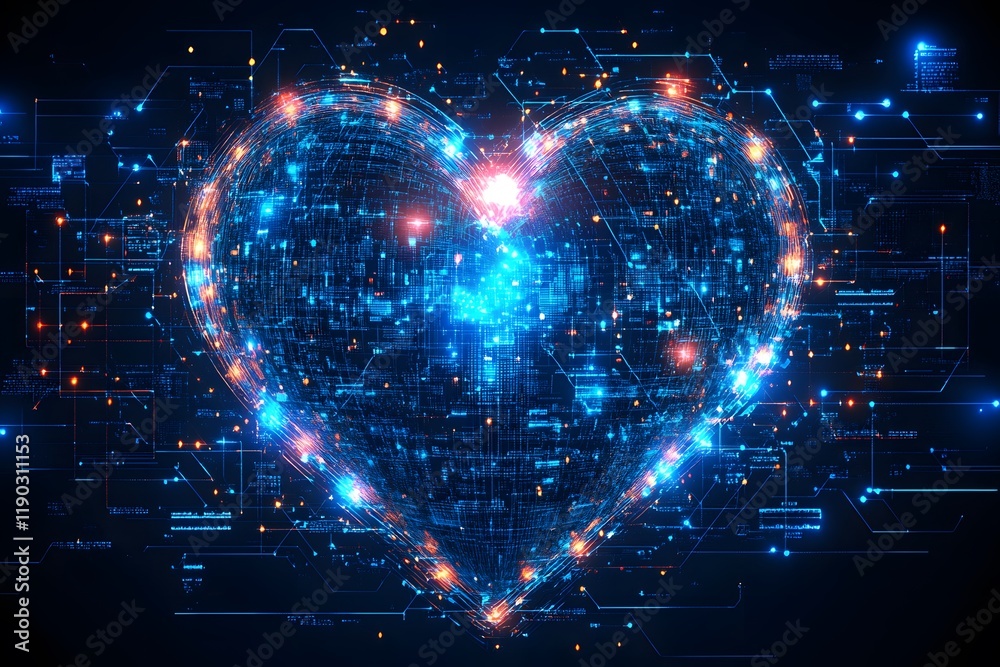 Fototapeta premium Digital Heart Technology Concept for Innovative Healthcare and Biomedical Visualization