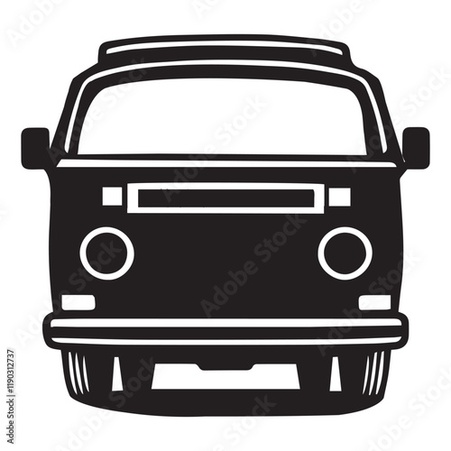 Retro Camper Van vector illustration, Camper Van clipart design, Camping graphics
