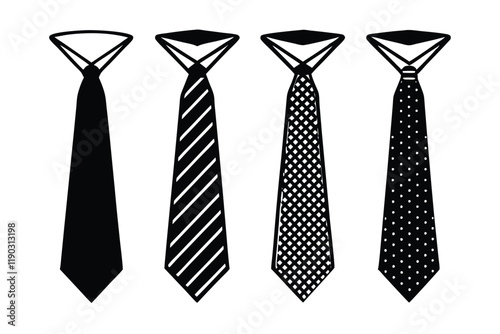 Set of different styles of ties silhouette art design1.eps