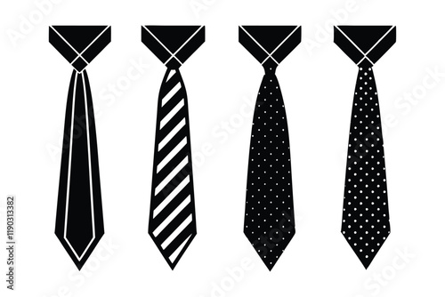 Set of different styles of ties silhouette art design4.eps