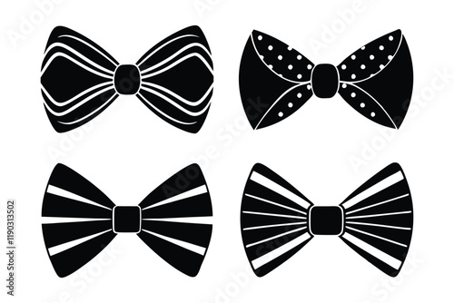Set of different styles of bow ties silhouette art design.eps