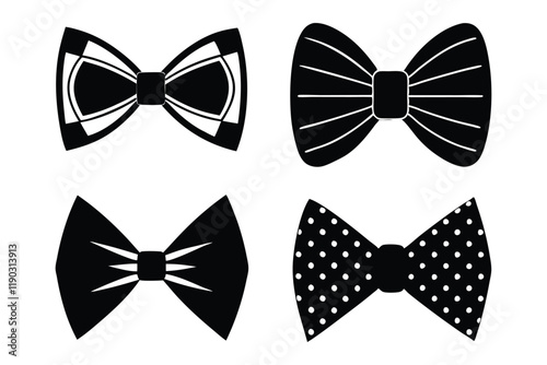 Set of different styles of bow ties silhouette art design4.eps