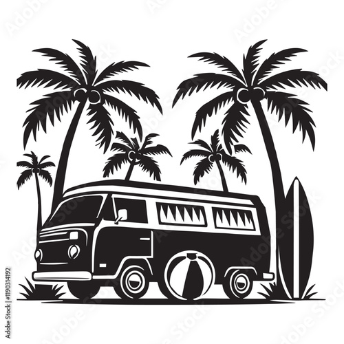 Retro Camper Van clipart design, vintage Camper Van vector illustration