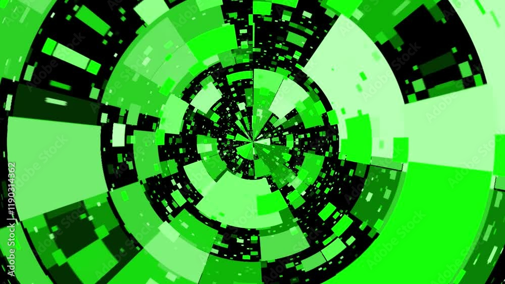 Abstract green circular pattern animation background. Green pixelated vortex loop. Digital glitch, Green and black Abstract green circular pattern animation background. Green pixelated vortex loop. Digital glitch, Green and black