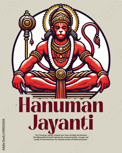 Indian Spiritual God Hanuman Jayanti Bajrang Bali Celebration Social Media Post Template
