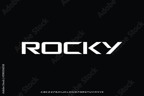 Modern strong futuristic alphabet display font vector. Branding sans serif typeface