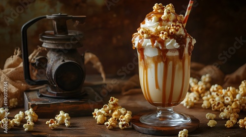 Caramel Popcorn milkshake creamy dessert drink