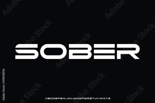 Modern abstract futuristic style sans serif alphabet display font vector. Geometric typeface
