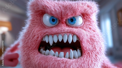 Furry Pink Monster Growling