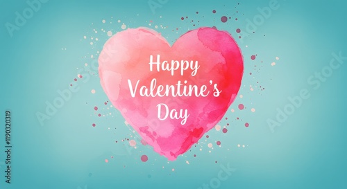 Happy Valentine's Day greeting with watercolor heart and splash design on pastel background for romantic celebration and festive decoration card or invitation