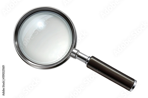 Magnifying glass with a wooden handle. On transparent background. Png file
