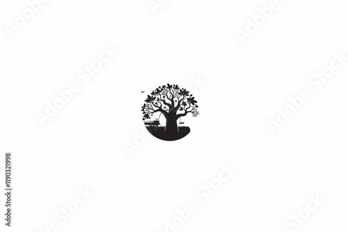 A Baobab tree vector silhouette image adobe illustrator..eps